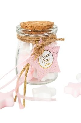 Βαζάκι Με Αστεράκια Σαπουνάκια Άσπρα&Ροζ