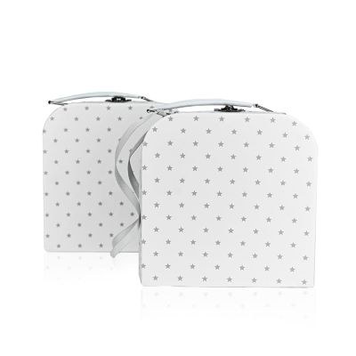 Μπομπονιέρες βάπτισης βαλιτσάκι γκρι αστεράκια