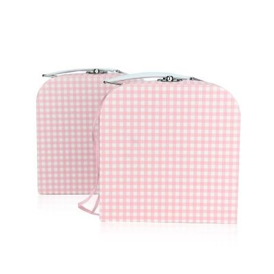 Μπομπονιέρες βάπτισης ροζ καρό