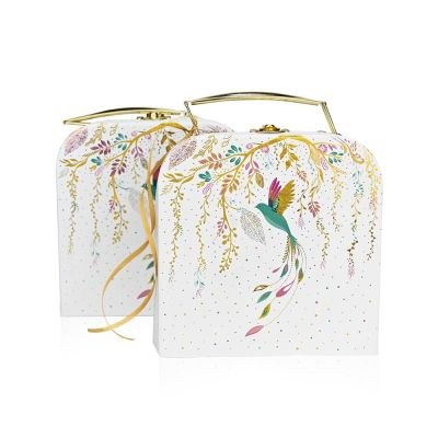 Μπομπονιέρες βάπτισης βαλιτσάκι λευκό bird