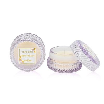 Μπομπονιέρες βάπτισης κερί macaron μωβ