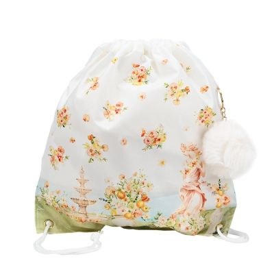 Μπομπονιέρες βάπτισης σακίδιο πλάτης μπλε λουλούδια μαζί με μπρελόκ