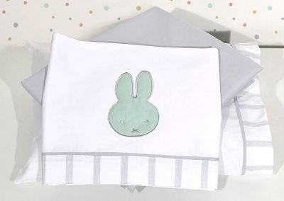Miffy Σετ Σεντόνια Κούνιας 110x165cm Γκρι 3τμχ
