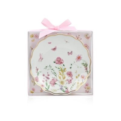 Μπομπονιέρες βάπτισης πιατάκι πορσελάνη pink fleur Soap Tales