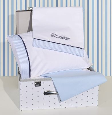 Nautica Σεντόνια κούνιας σετ σιέλ ριγέ 