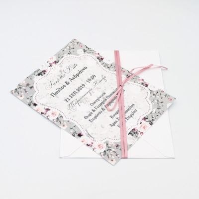 Προσκλητήρια γάμου Φλοράλ φόδρα