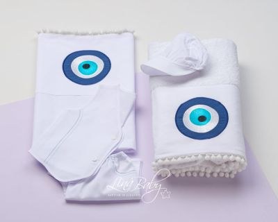 Λαδόπανα βάπτισης Lina Baby Mάτι