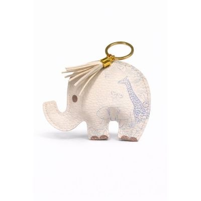 Μπομπονιέρες βάπτισης Μπρελόκ Ελεφαντάκι από Δερματίνη - Safari Blue Floral Design 3063