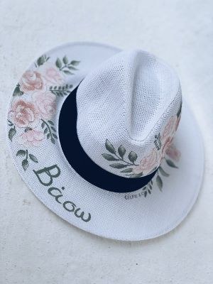 Vintage floral panama hat