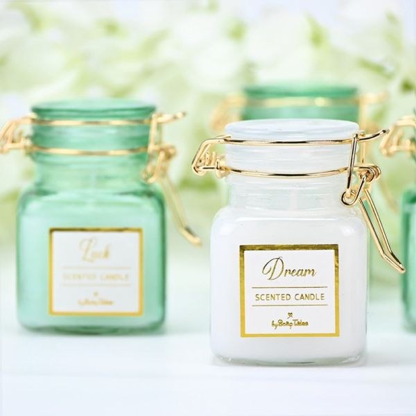 bbbbbbbbbbΜπομπονιέρα βάπτισης κερί βεραμάν green tea με μεταλλικό κλιπ