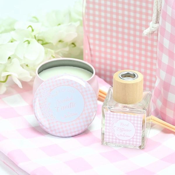 bbbbbbbbbbΜπομπονιέρες βάπτισης κερί μεταλλικό ροζ valey of lily