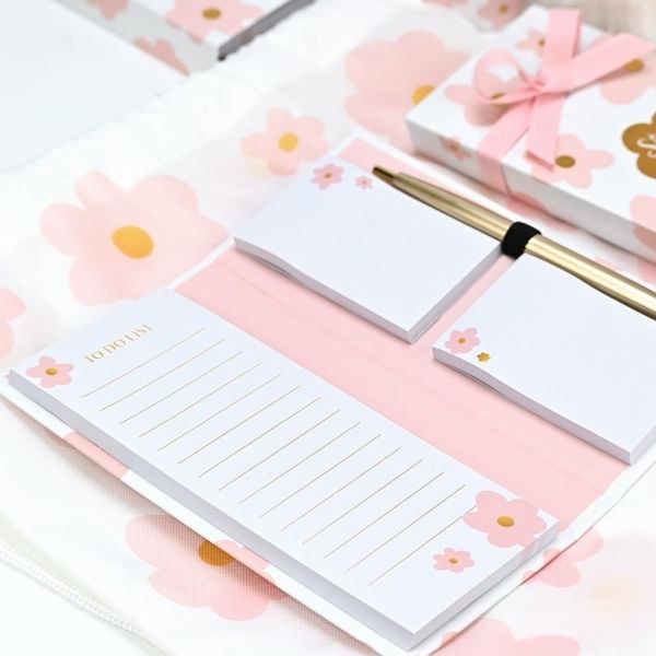 bbbbbbbbbbΜπομπονιέρες βάπτισης σημειωματάριο με post it και στυλό λεμόνια με λουλούδια