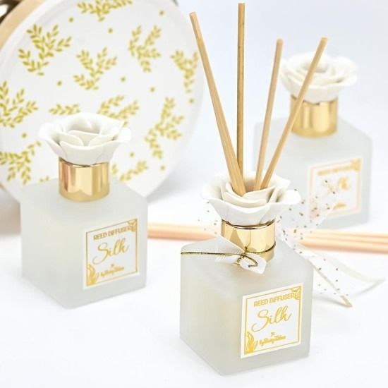 bbbbbbbbbbΜπομπονιέρες βάπτισης αρωματικό χώρου με κεραμικό λουλούδι 50ml Soap Tales