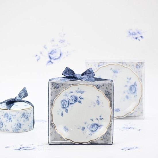 bbbbbbbbbbΜπομπονιέρες βάπτισης πιατάκι πορσελάνη blue flowers Soap Tales