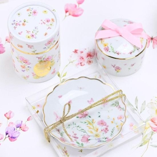 bbbbbbbbbbΜπομπονιέρες βάπτισης πιατάκι πορσελάνη pink fleur Soap Tales