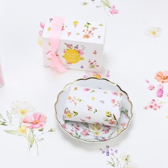 bbbbbbbbbbΜπομπονιέρες βάπτισης πιατάκι πορσελάνη pink fleur Soap Tales