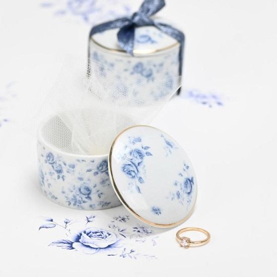 bbbbbbbbbbΜπομπονιέρες βάπτισης μπιζουτιέρα από πορσελάνη blue flowers Soap Tales