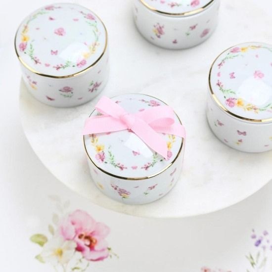 bbbbbbbbbbΜπομπονιέρες βάπτισης μπιζουτιέρα από πορσελάνη pink fleur Soap Tales