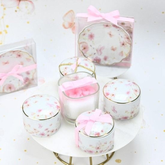 bbbbbbbbbbΜπομπονιέρες βάπτισης μπιζουτιέρα από πορσελάνη pink blossom Soap Tales