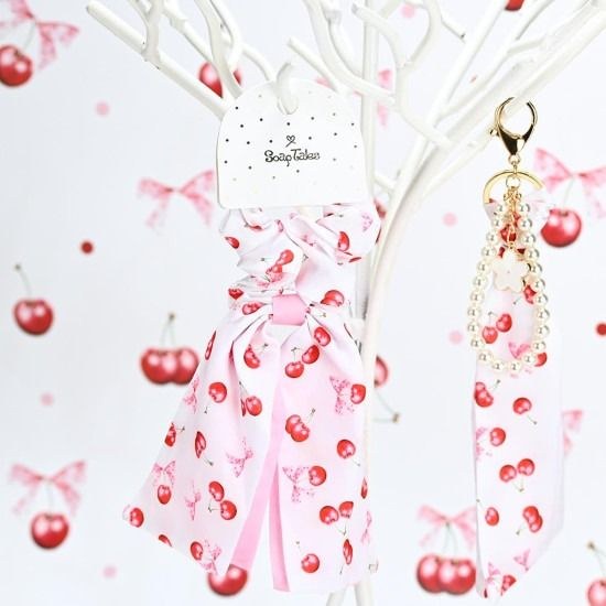 bbbbbbbbbbΜπομπονιέρες βάπτισης scrunchie με μαντίλι cherry bloom Soap Tales