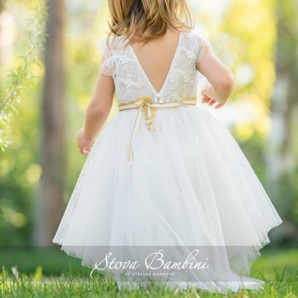 bbbbbbbbbbβαπτιστικά ρούχα για κορίτσι, εντυπωσιακό εξώπλατο βαπτιστικό φόρεμα από φίνο πουά τούλι