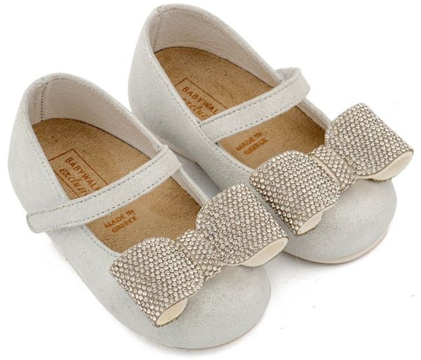 bbbbbbbbbbΒαπτιστικά παπούτσια για κορίτσι από την Babywalker σε χρώμα λευκό του πάγου.