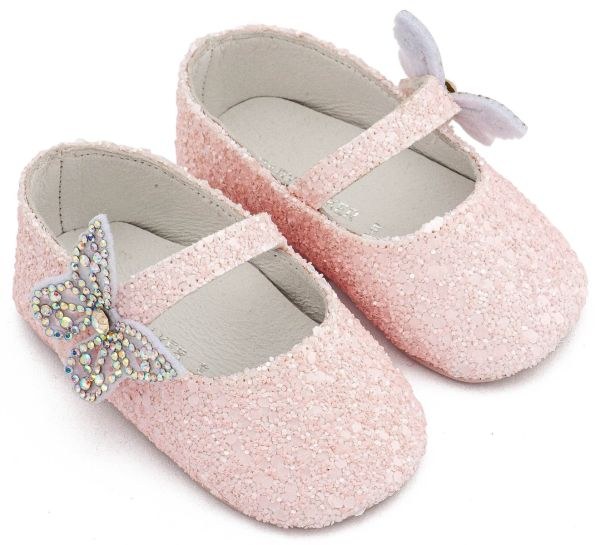 bbbbbbbbbbΒαπτιστικά παπούτσια για κορίτσι σε λευκό χρώμα με στρασένια Πεταλούδα