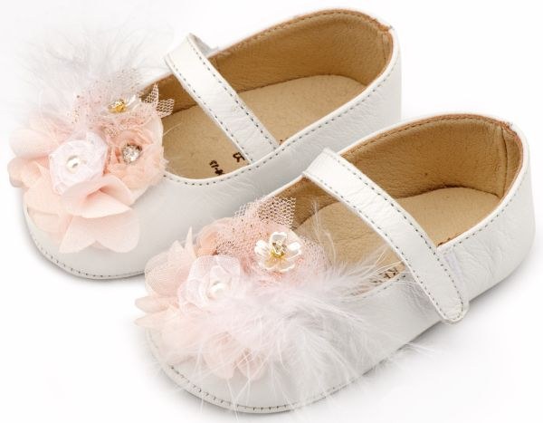 bbbbbbbbbbΒαπτιστικά παπούτσια για κορίτσι από την Babywalker σε λευκό χρώμα.