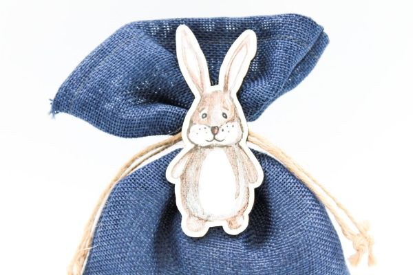 bbbbbbbbbbΜπομπονιέρα Βάπτισης Πουγκί με Λαγό