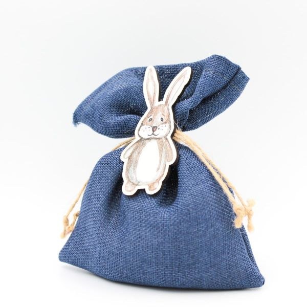 bbbbbbbbbbΜπομπονιέρα Βάπτισης Πουγκί με Λαγό