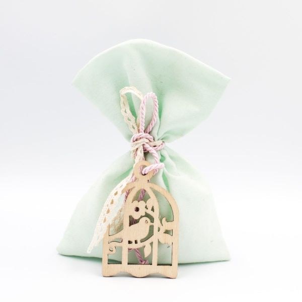 bbbbbbbbbbΜπομπονιέρα βάπτισης πουγκί βαμβακερό