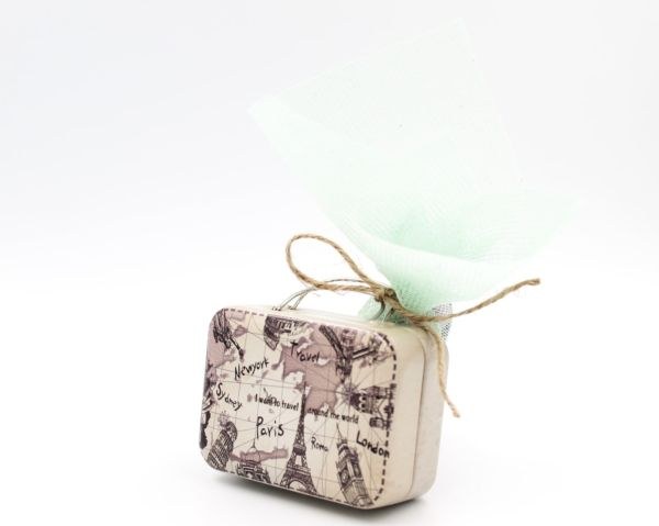 bbbbbbbbbbΜπομπονιέρα βάπτισης μεταλλικό βαλιτσάκι