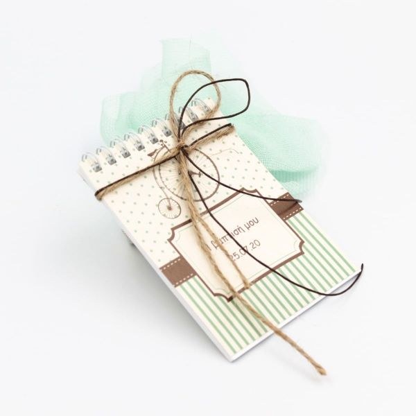 bbbbbbbbbbΜπομπονιέρα βάπτισης μπλοκάκι εκτυπωμένο