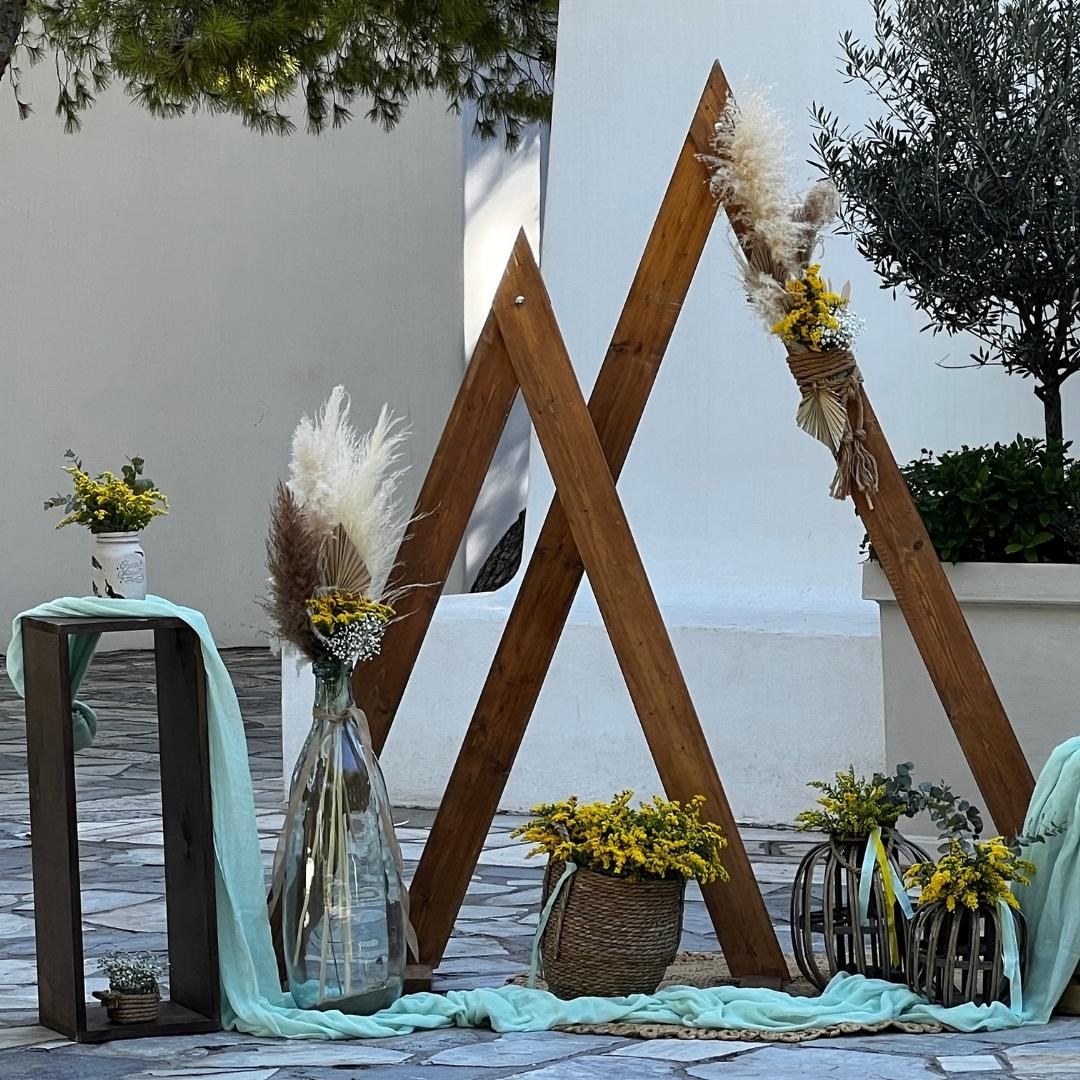 Στολισμός βάπτισης για κορίτσι - Boho style με τρίγωνα