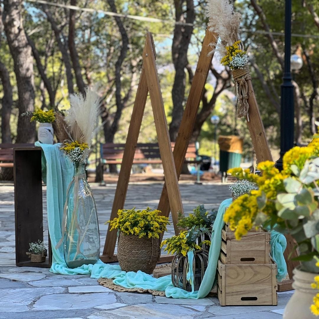 Στολισμός βάπτισης για κορίτσι - Boho style με τρίγωνα