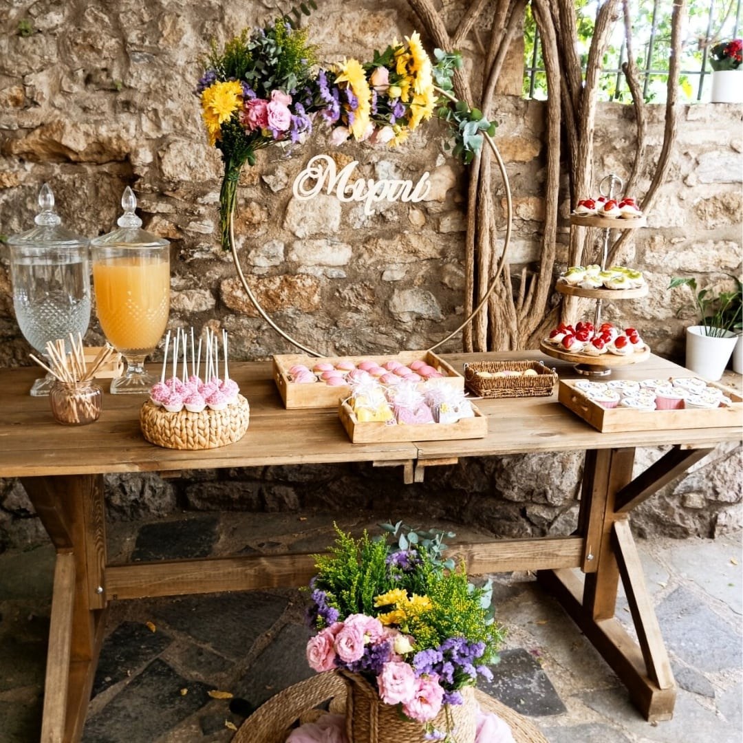 Floral candy bar βάπτισης για κορίτσι