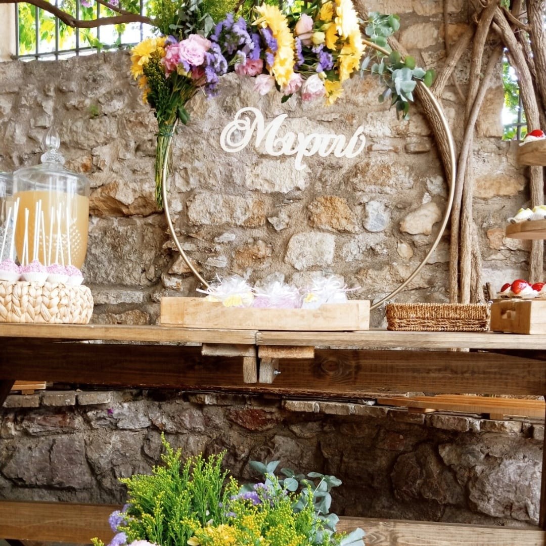 Floral candy bar βάπτισης για κορίτσι