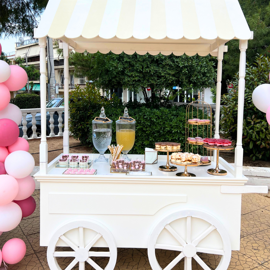 Candy bar βάπτισης για κορίτσι με μπαλόνια και αρκουδάκι