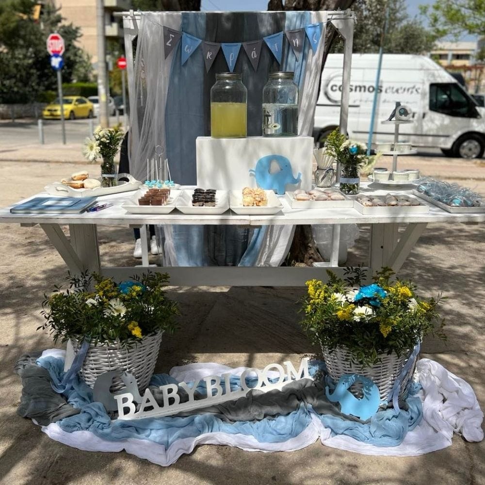 Candy Bar βάπτισης του μικρού Σωκράτη - Θέμα βάπτισης το ελεφαντάκι