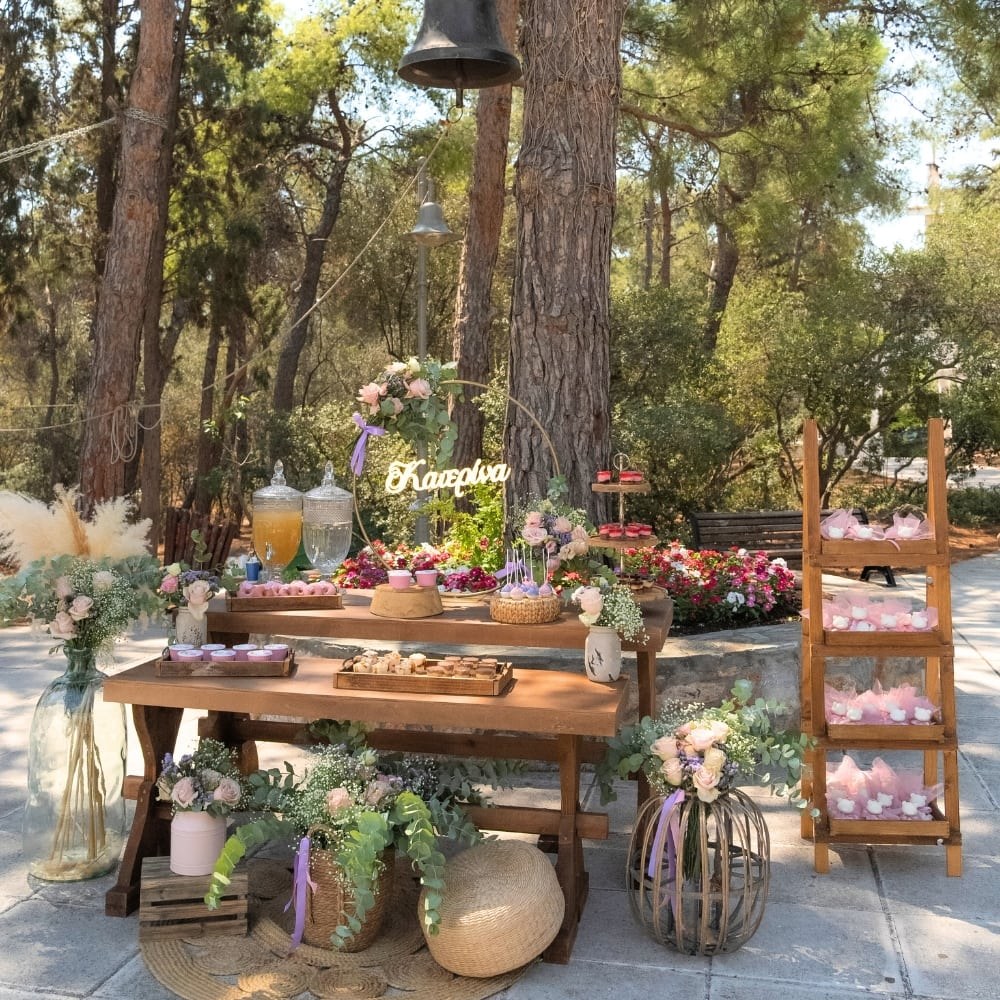 Candy bar βάπτισης για κορίτσι με boho στοιχεία