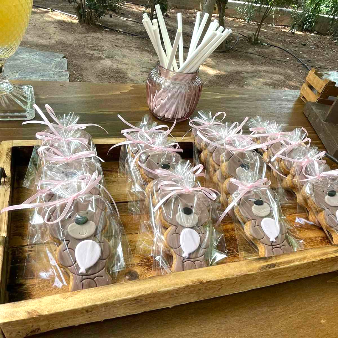 Candy bar βάπτισης για κορίτσι με μπαλόνια και αρκουδάκι