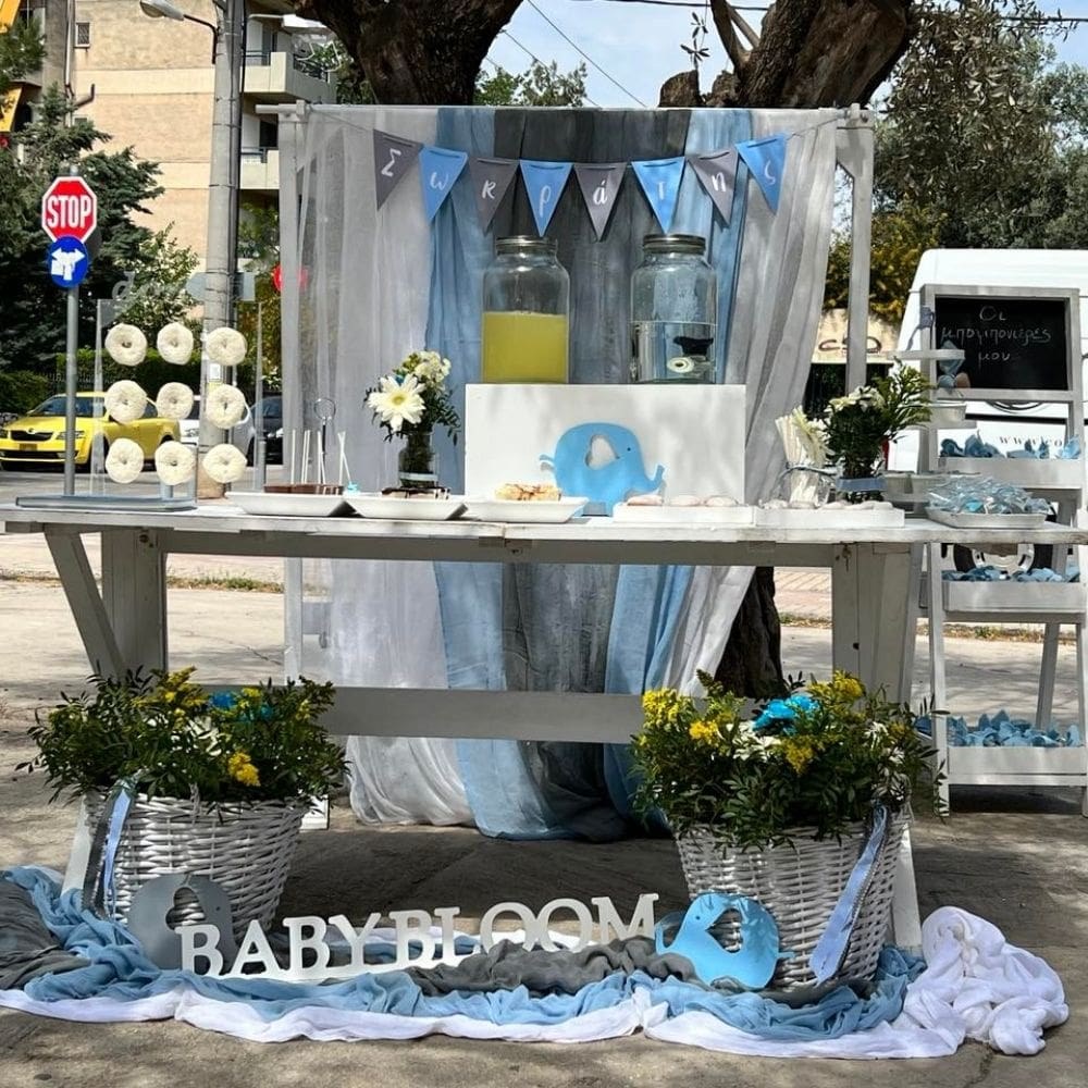 Candy Bar βάπτισης του μικρού Σωκράτη - Θέμα βάπτισης το ελεφαντάκι