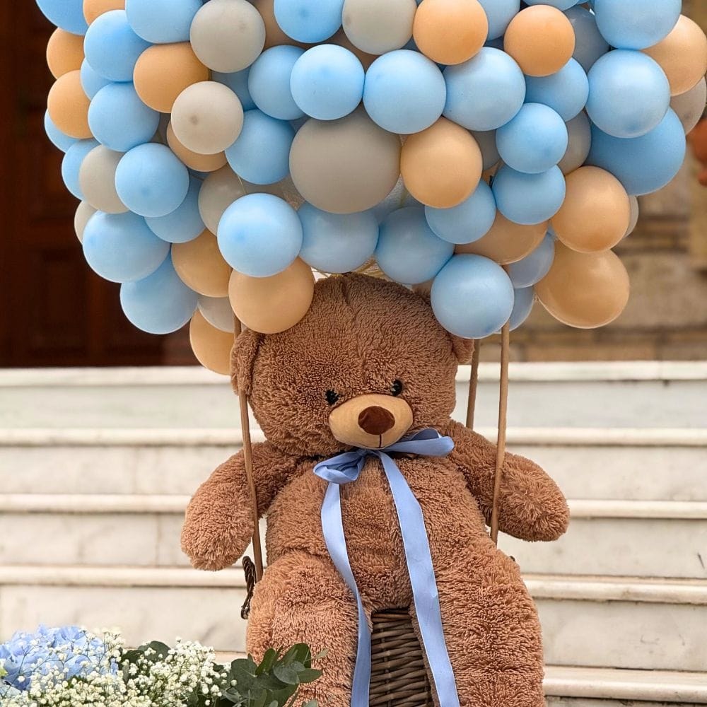 Στολισμός βάπτισης για αγόρι με θέμα το αρκουδάκι