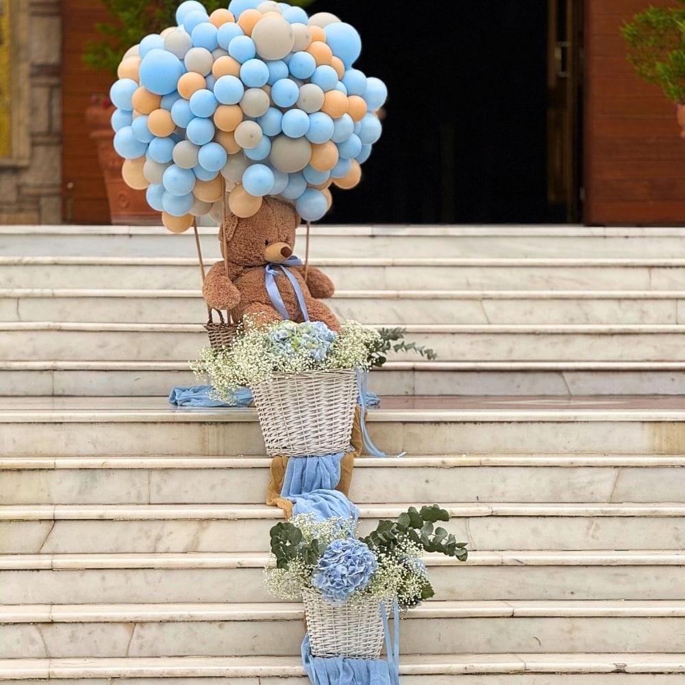 Στολισμός βάπτισης για αγόρι με θέμα το αρκουδάκι