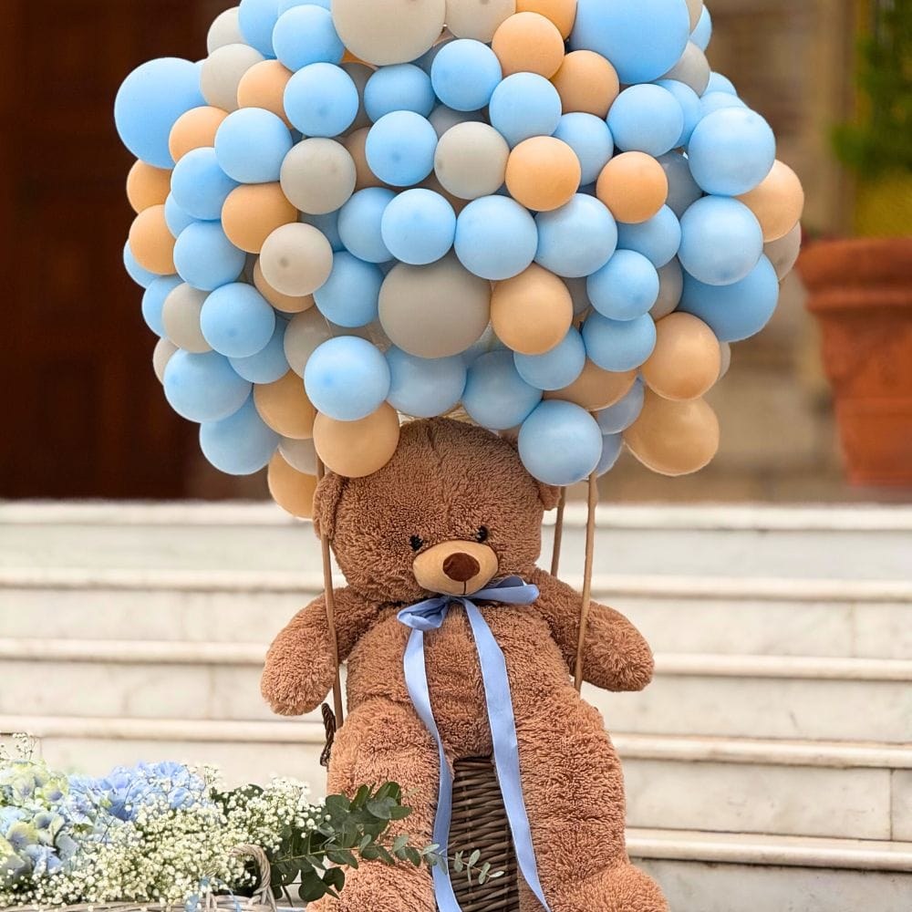 Στολισμός βάπτισης για αγόρι με θέμα το αρκουδάκι