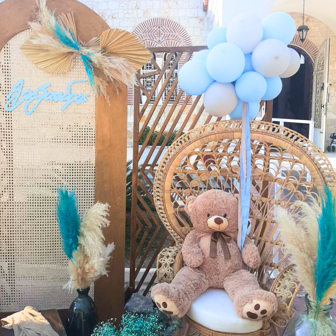 Στολισμός βάπτισης για αγόρι με θέμα το αρκουδάκι