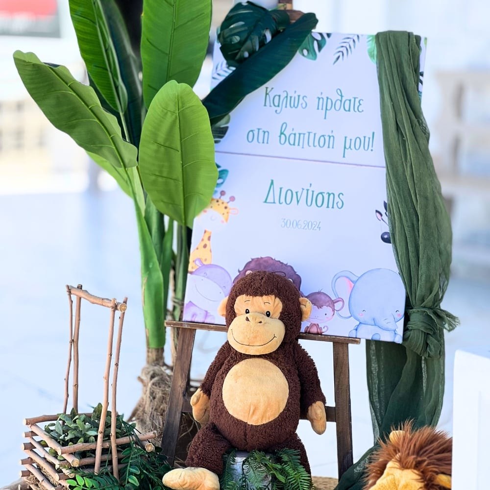Στολισμός βάπτισης για αγόρι με ζώα της ζούγκλας