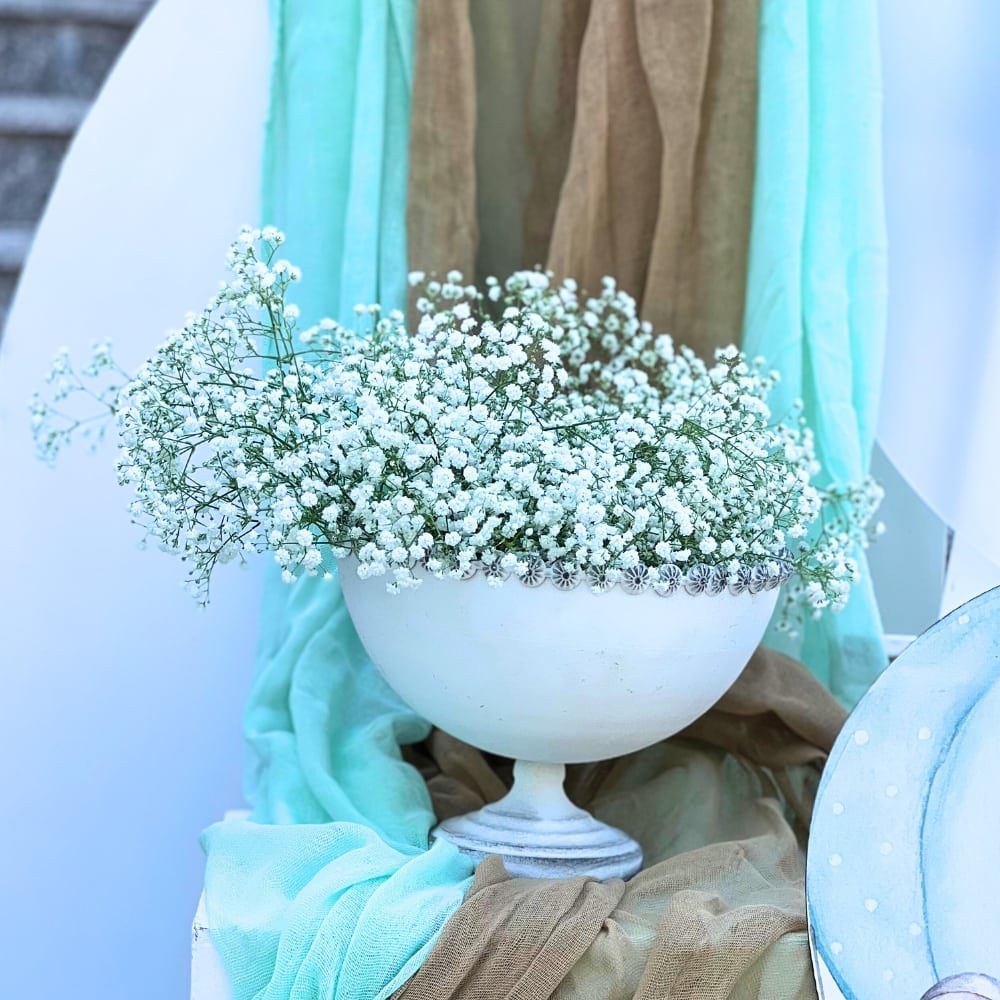 Στολισμός βάπτισης για αγόρι με θέμα το αερόστατο και το ελεφαντάκι