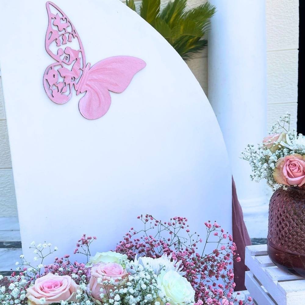 Στολισμός βάπτισης για κορίτσι με θέμα την πεταλούδα