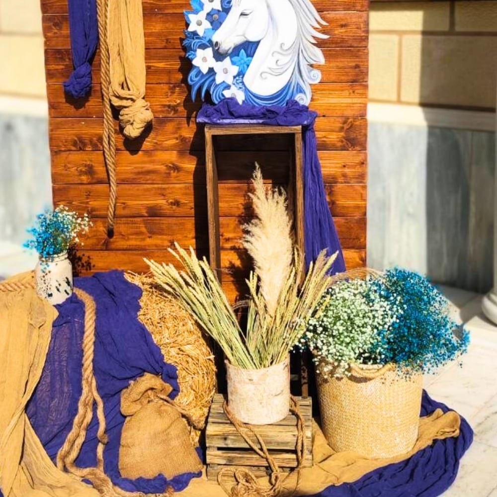 Στολισμός βάπτισης για αγόρι με άλογο